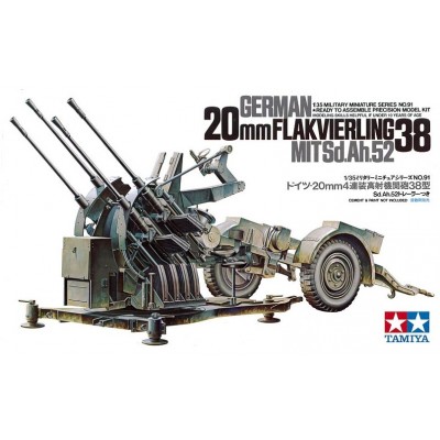 20MM FLAKVIERLING 38 GERMAN - 1/35 SCALE - TAMIYA 35091